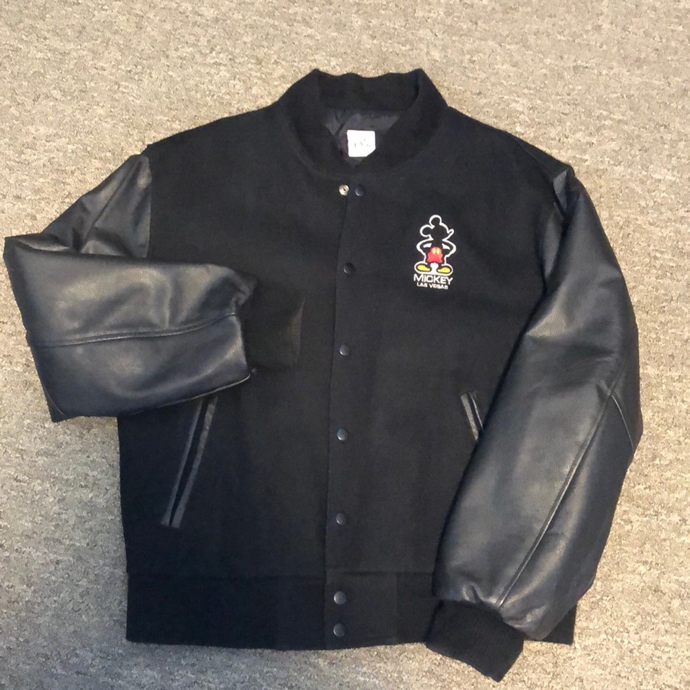 Vintage Disney Mickey Leather w/Wool Bomber Jacket
